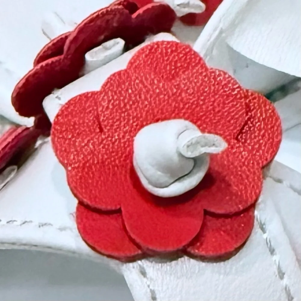 NWT Janie and Jack white/ red infant sandals size 0-3 months